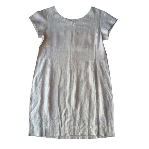 Eileen Fisher 100% Organic Linen Bateau Neck Short Sleeve Patch Pocket Shift Dre - Picture 6 of 11
